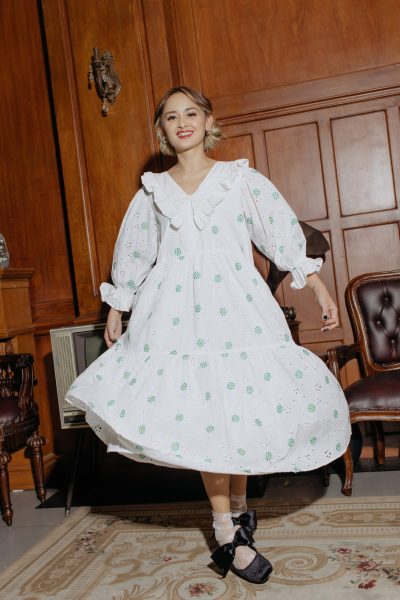 Yuka White Embroidery Dress