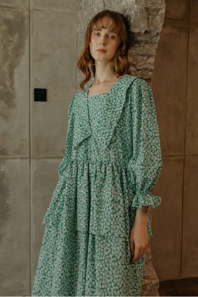 Lusy Flower Green Long Dress