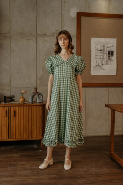 Amara Plaid Green Dress