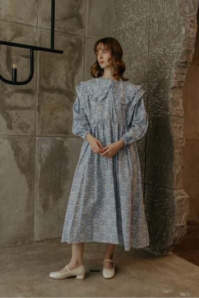 Sopia Blue Flower Long Dress