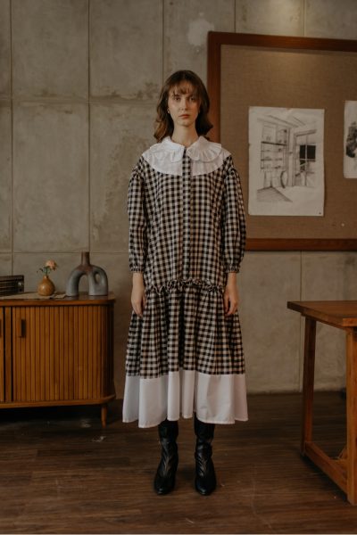 Colette Plaid Black Dress