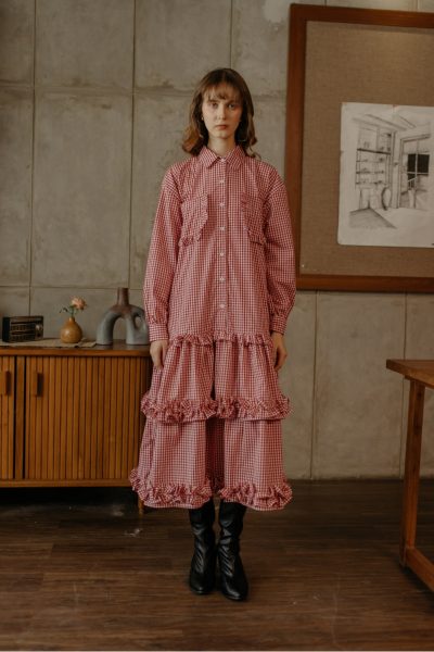 Elora Plaid Red Dress