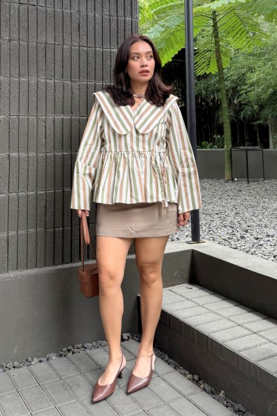 Poise Stripe Peplum Top