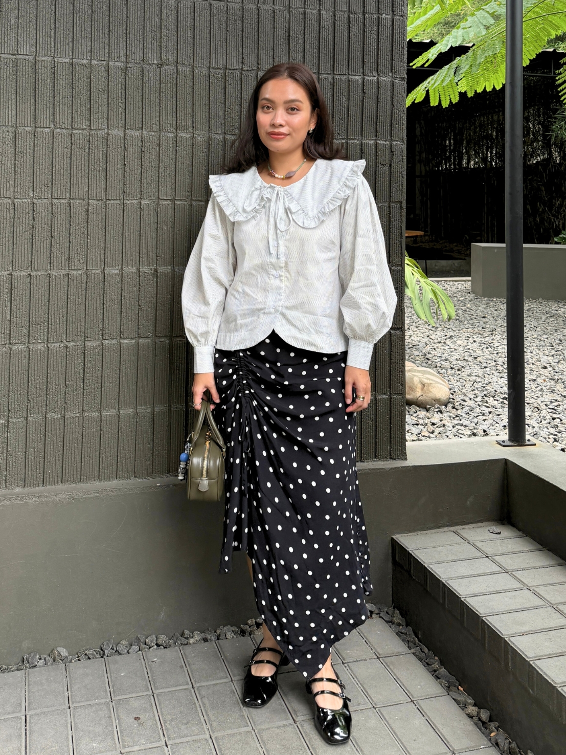 Celo White Polka Top